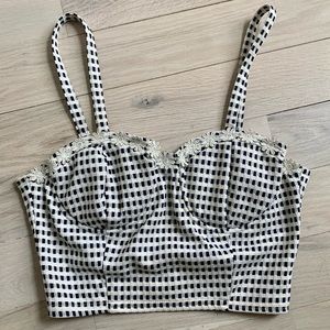 Mink Pink Crop Top with Flower Embroidery